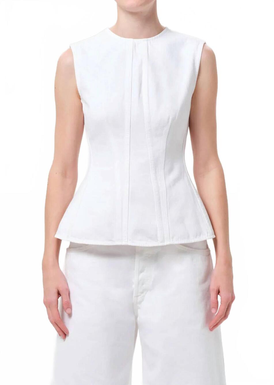 NEW AGOLDE corbin denim top in marshmallow